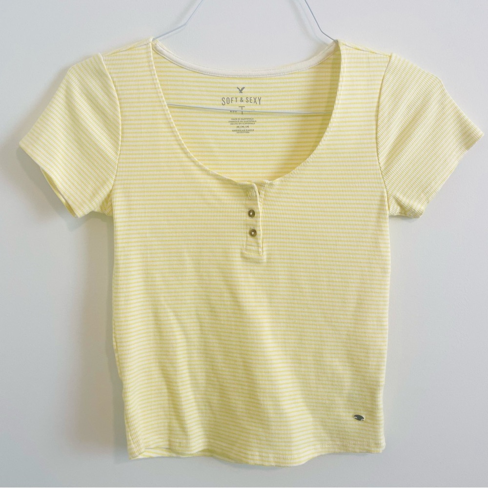AE Yellow Button Crop Top